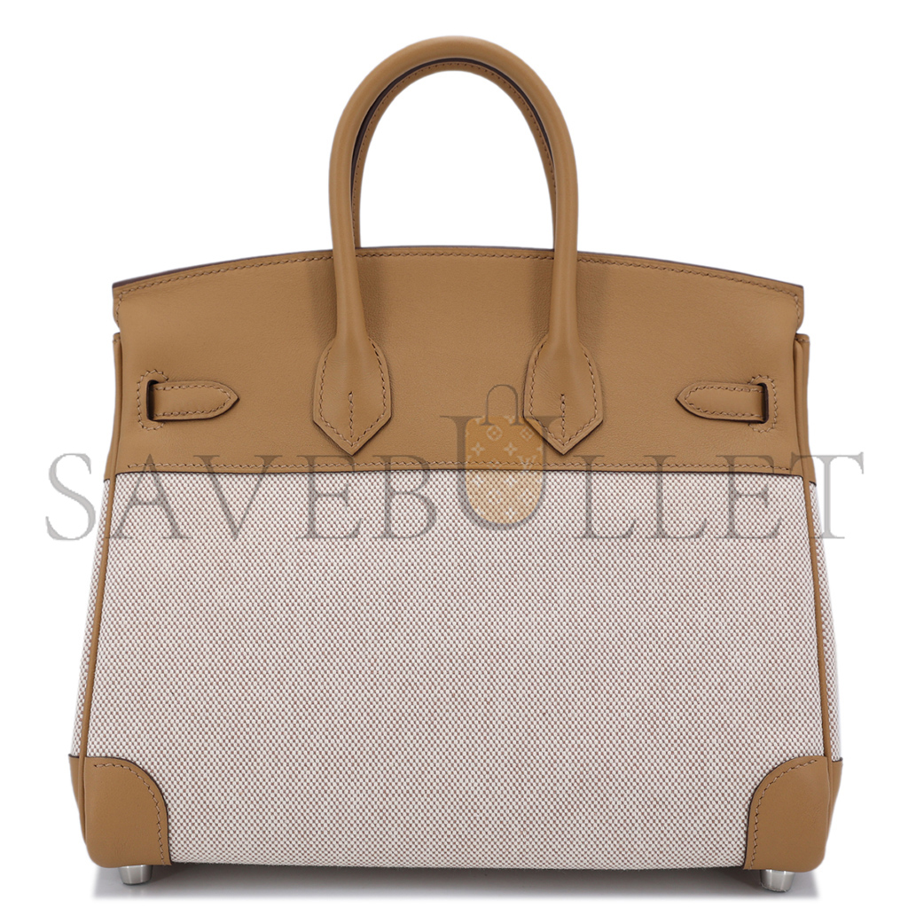 HERMÈS BIRKIN 30 SWIFT CANVAS BISCUIT SILVER BUCKLE H082686CKA6 (30*23*15cm)